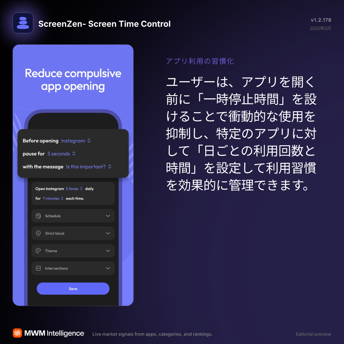 ScreenZen- Screen Time Control - 仕事効率化アプリ | MWM