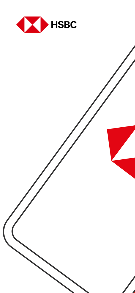 HSBC UAE mobile banking app splash screen with logo and smartphone graphic