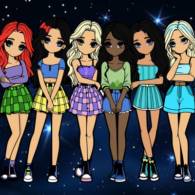 a group of girls realistic