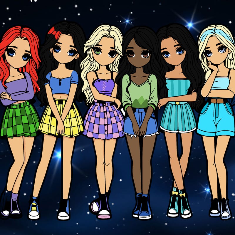 a group of girls realistic