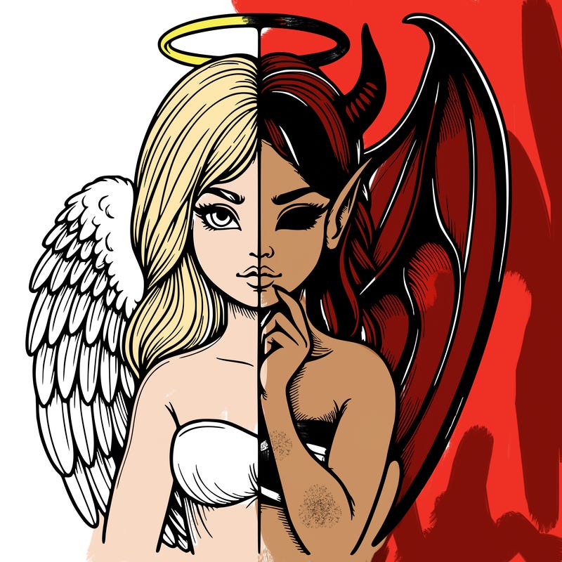 realistic angel half demon