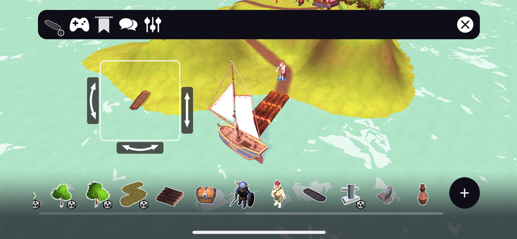 Struckd - 3D Game Creator - Struckd 3D game creator interface showing a user building a world with an island a sailboat and drag and drop assets
