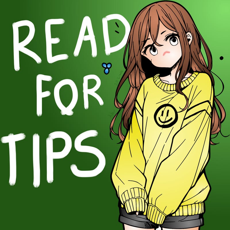 manga teen girl  in a sweater and baggy pants