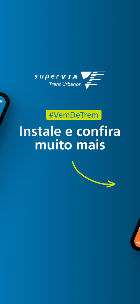 SuperVia app promotional screen with logo and call to action to install the application for Rio de Janeiro trains
