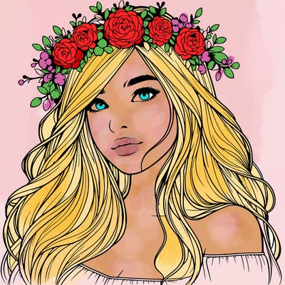 realistic girl with flower crown