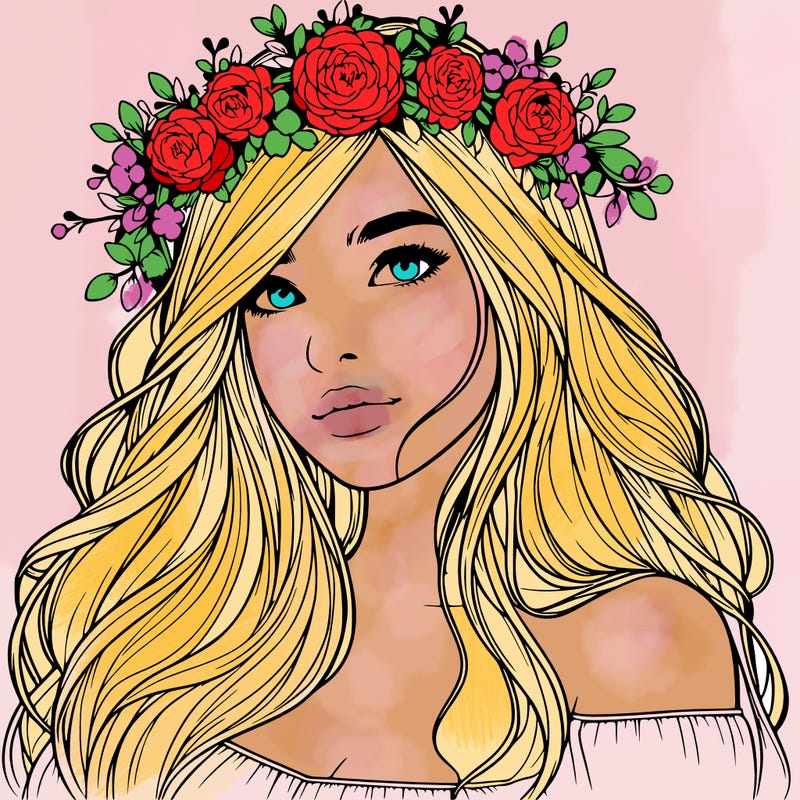 realistic girl with flower crown