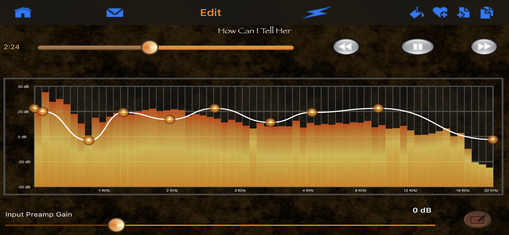 HD Music Parametric Equalizer - 10-point parametric equalizer interface with frequency curve and spectrum analyzer