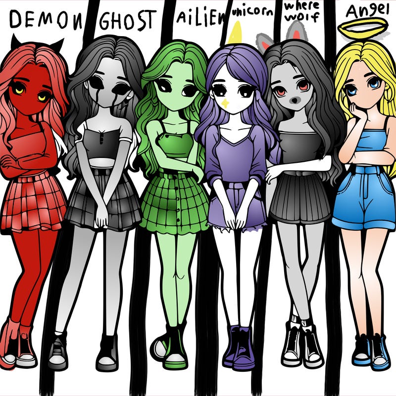 a group of girls realistic