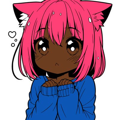 shy anime catgirl