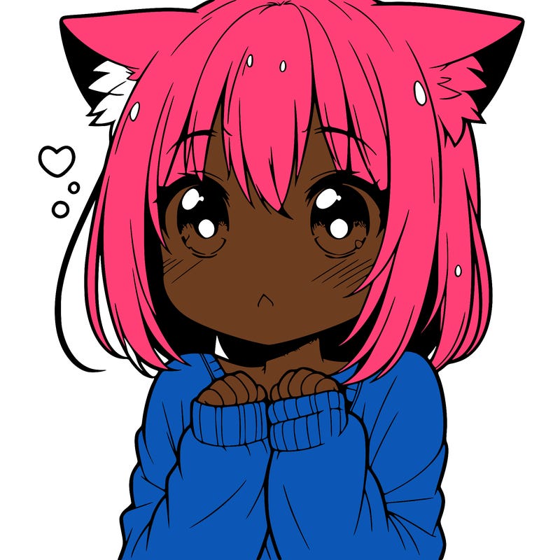 shy anime catgirl