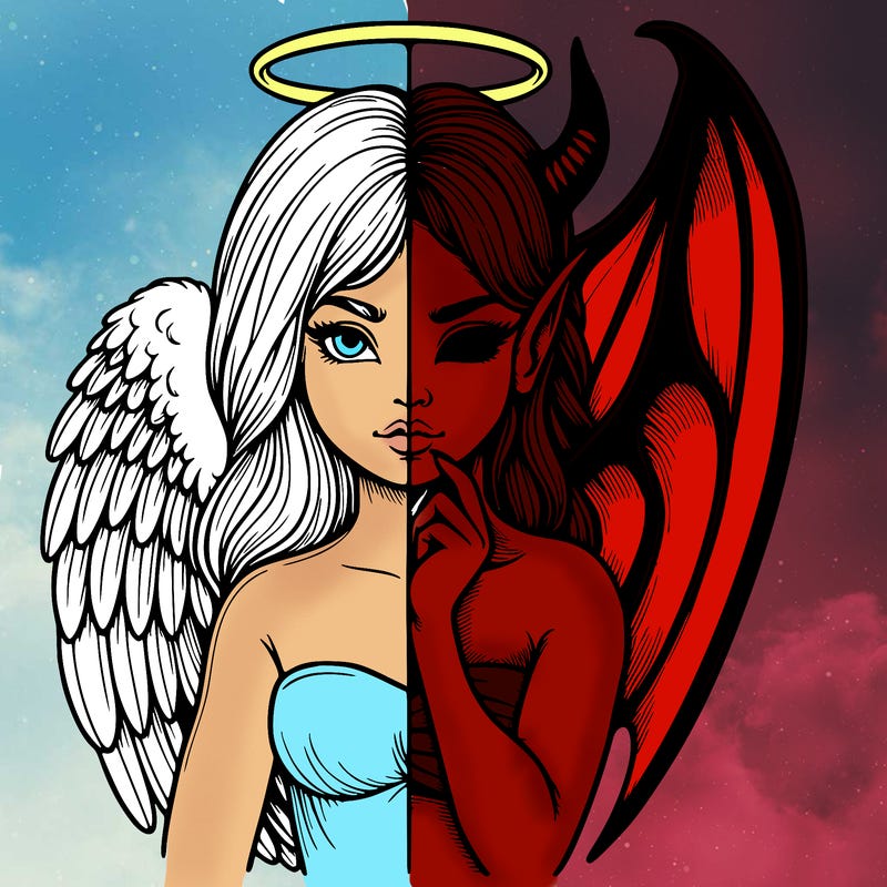 realistic angel half demon