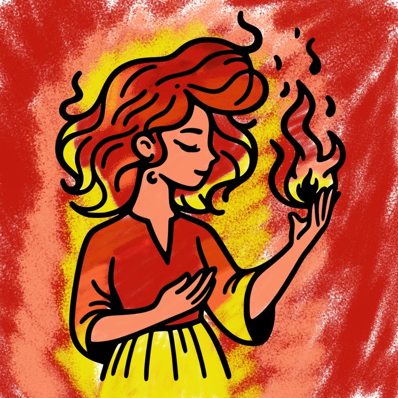woman with fire