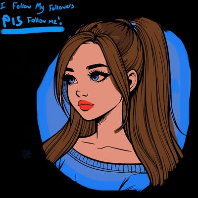 realistic girl with a high ponytail