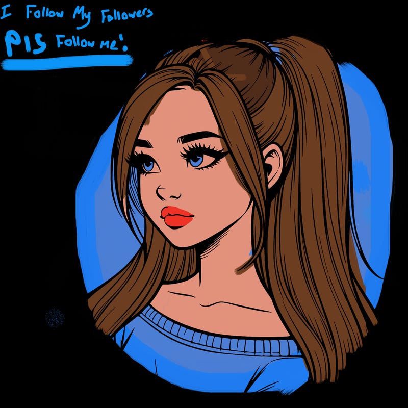 realistic girl with a high ponytail