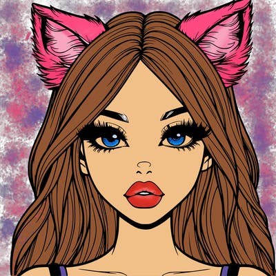 realistic girl with fox ears and realistic lips
