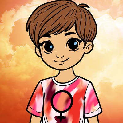 girl with pixie cut and feminist shirt