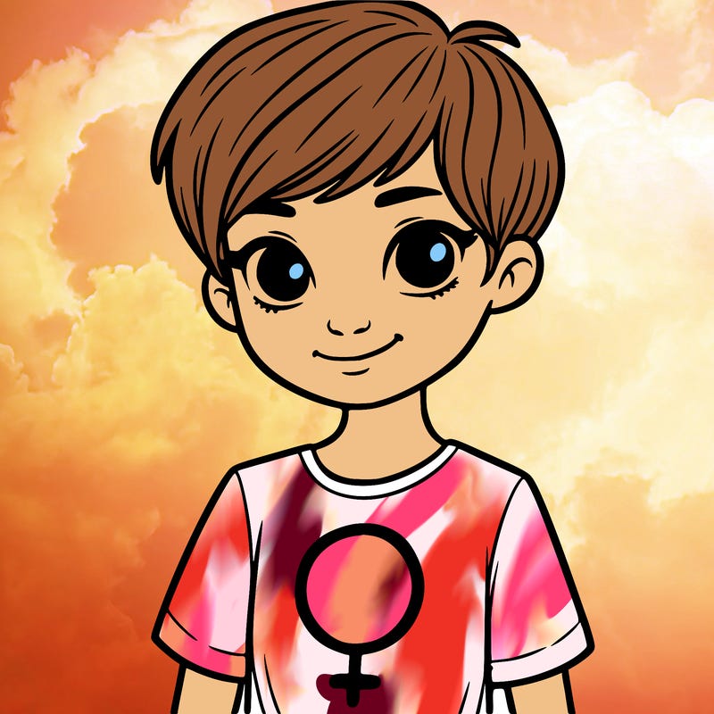 girl with pixie cut and feminist shirt