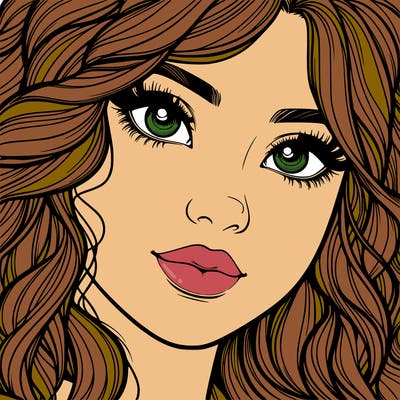 beautiful realistic girl close up to the camera with wavy hair,