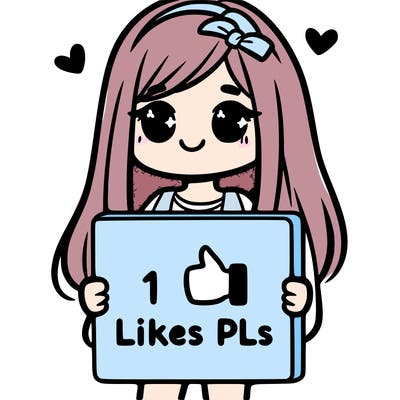 girl holding a sign saying 10 likes pls