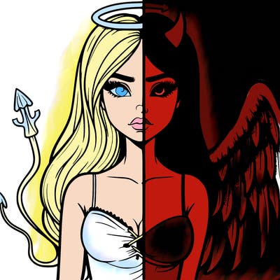 devil vs angel realistic girl