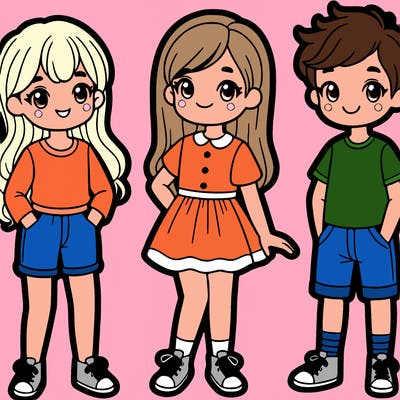 three girls and 1 boy