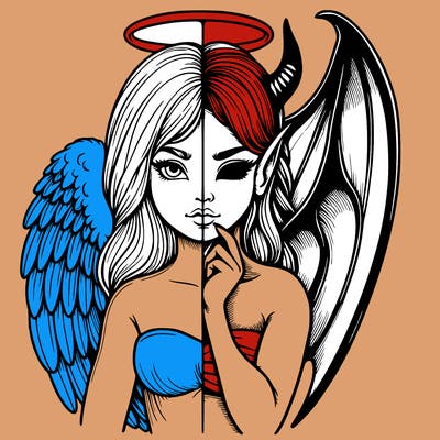 realistic angel half demon