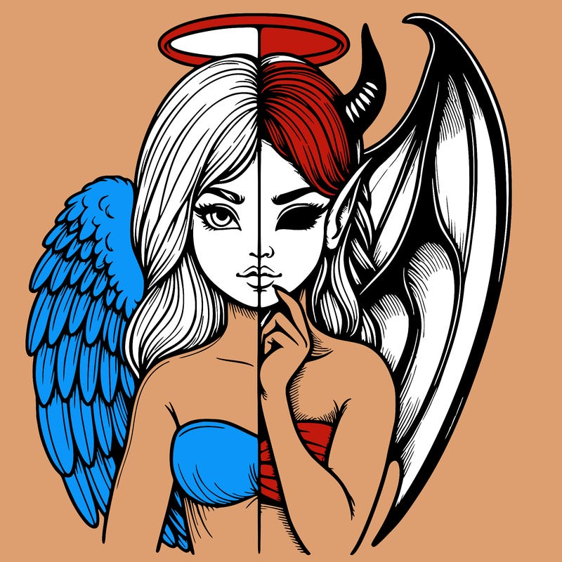 realistic angel half demon