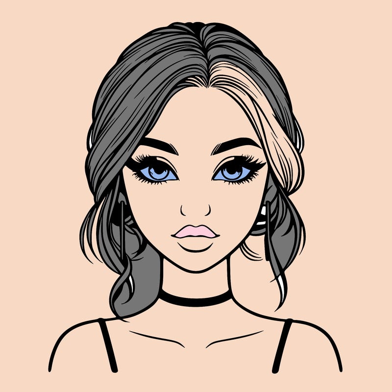 realistic girl with makeup on