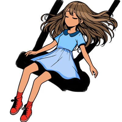 realistic girl floating