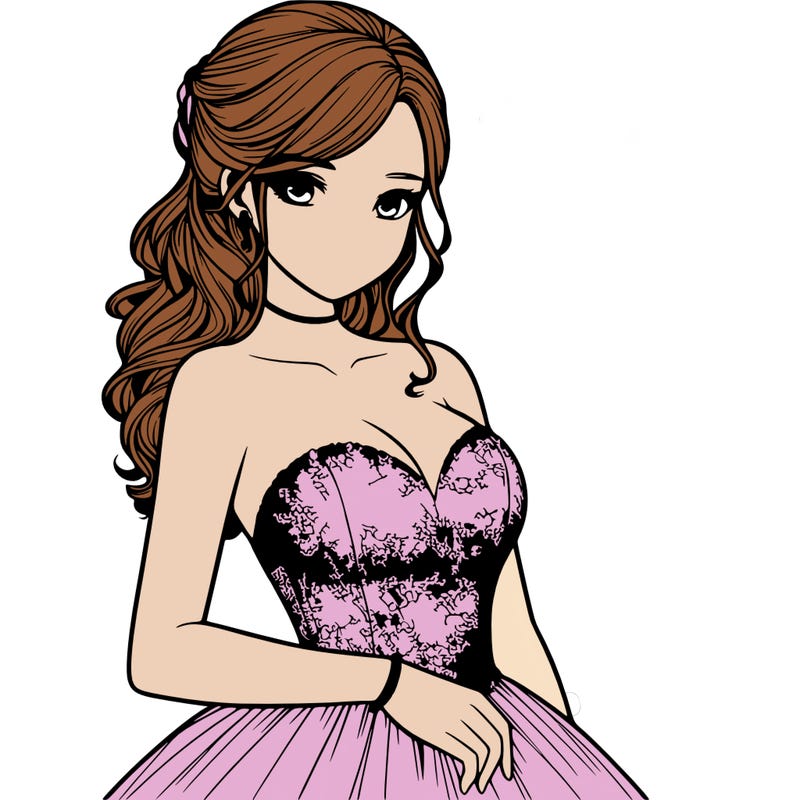realistic girl in prom dress