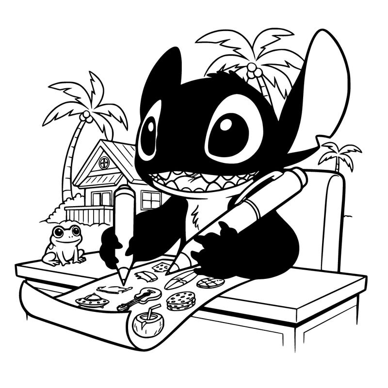 stitch creating his wish list
