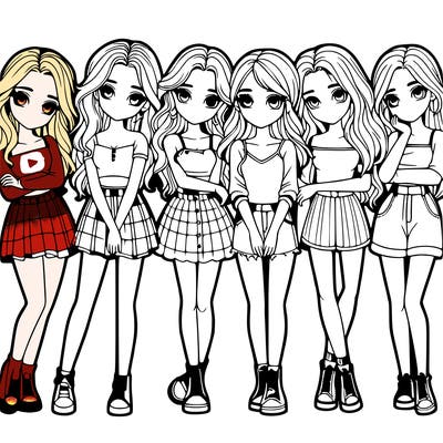 a group of girls realistic