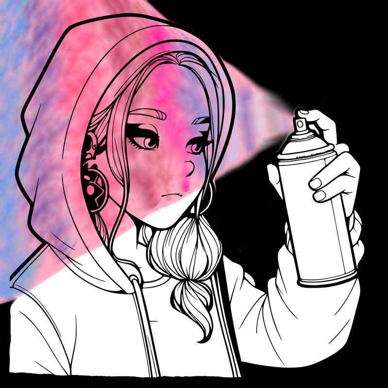 a realistic girl, spray painting