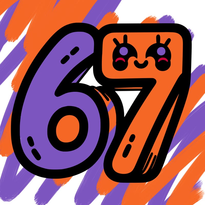 the numbers 67