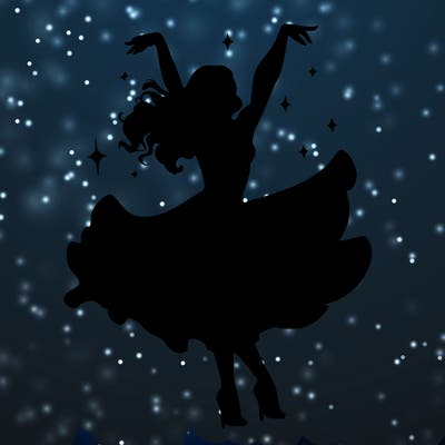 dancer dancing with a shimmery costume on realistic