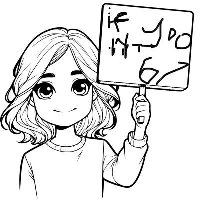 realistic girl holding up a sign