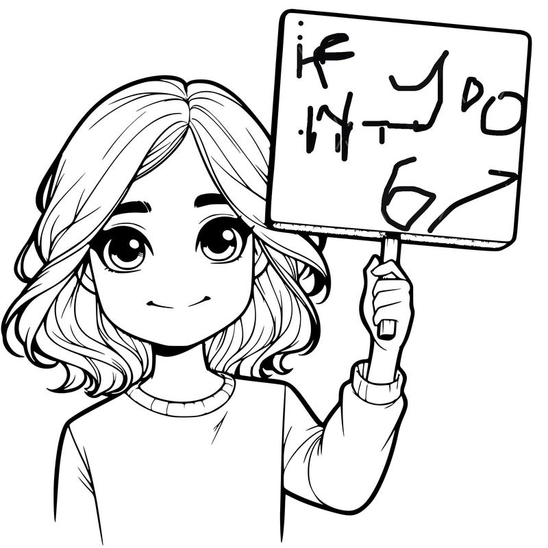 realistic girl holding up a sign