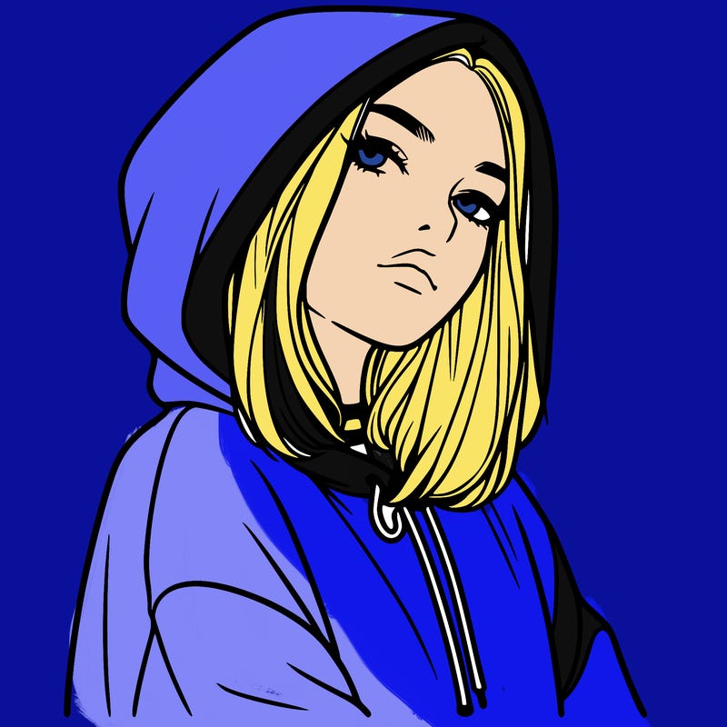 a realistic girl in a hoodie