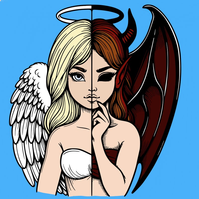 realistic angel half demon