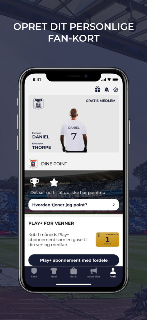 AGF App - AGF official app showing a digital fan card and loyalty points section