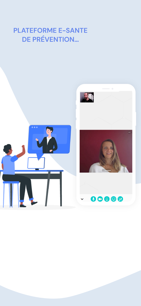 Smartphone affichant un appel vidéo de téléconsultation sur la plateforme de santé numérique Axomove