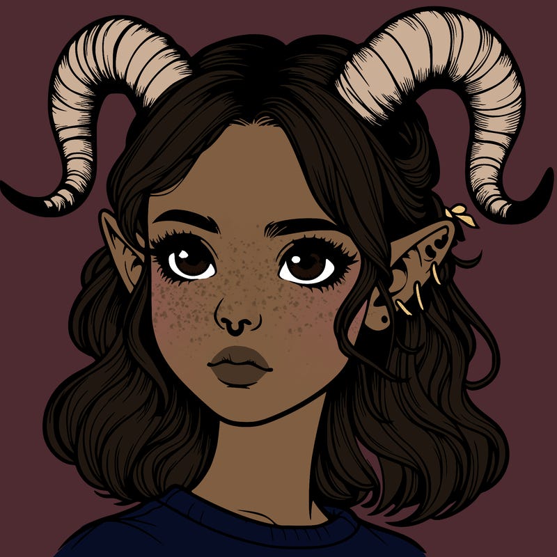 girl with horns realistic