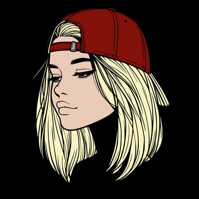 realistic  girl with a backwards hat