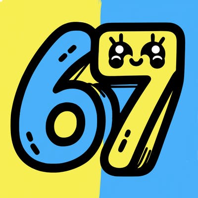 the numbers 67
