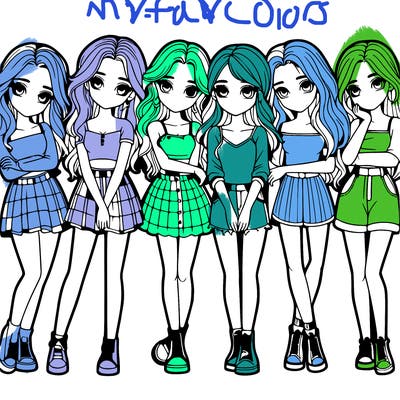 a group of girls realistic