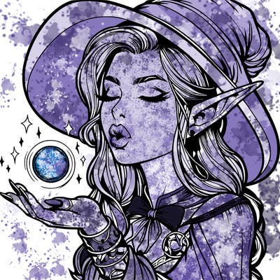 realistic elf casting a spell with lips