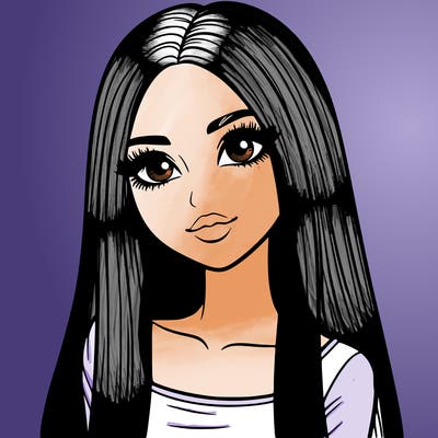 realistic girl with straight and long hair