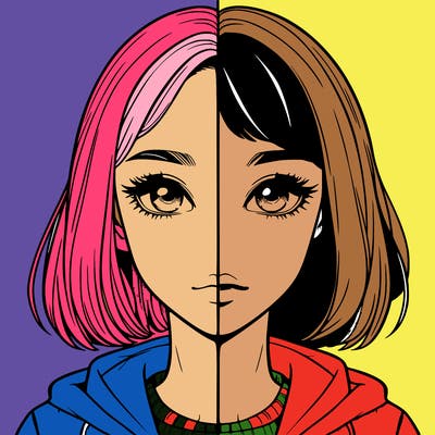 split realistic girl