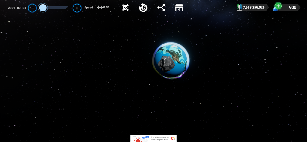 Earth Sandbox - A large asteroid approaching Earth in the Earth Sandbox simulation game.