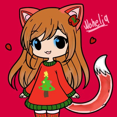 girl with cat ears and tail